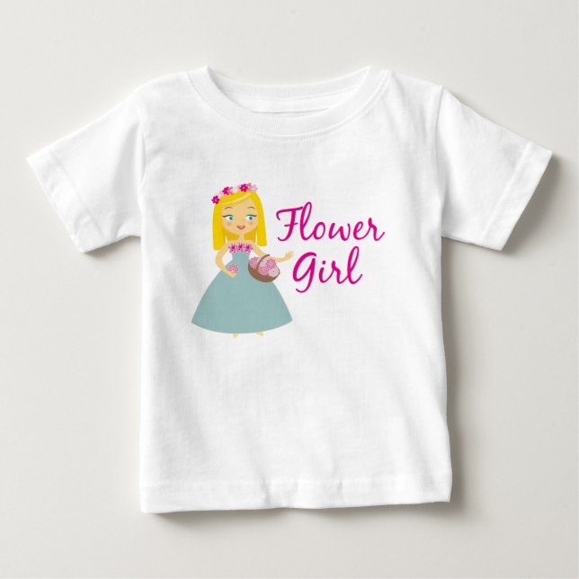 Cute Blonde Flower Girl som transporterar Basket B T Shirt (Framsida)