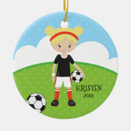 Cute Blonde Girl Personlig jul Julgransprydnad Keramik