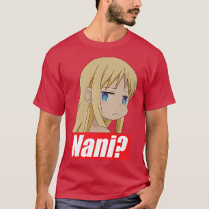 Cute Blonde Hair Anime Girl Nani Ansikte Questioni T Shirt
