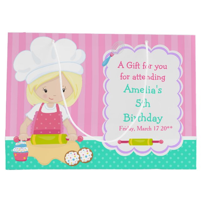 Cute Blonde Hair Girl Baking Tack (Baksidan)