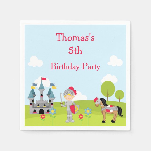 Cute Blonde Knight "Jag gick till" Pappersservett (Framsidan)