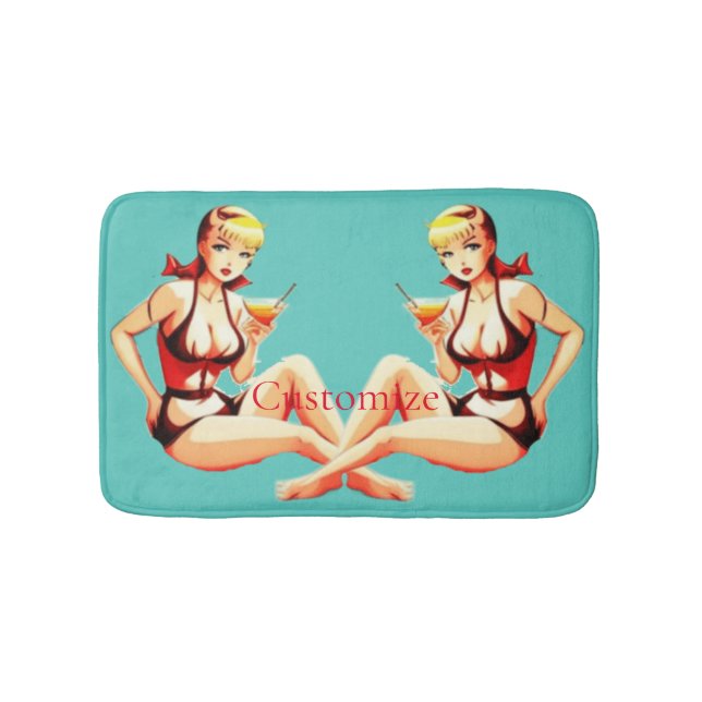 Cute Blonde Martini Bikini Girl Thunder_Cove Badrumsmatta (Framsidan)