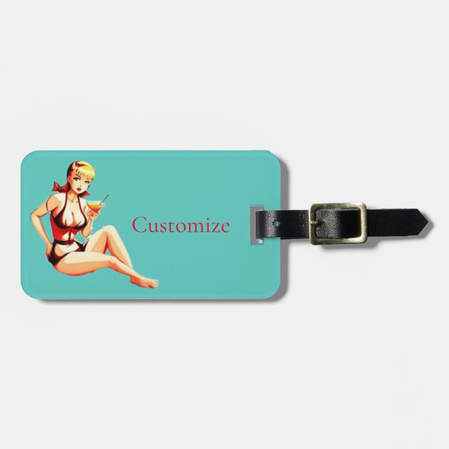 Cute Blonde Martini Bikini Girl Thunder_Cove Bagagebricka (Horisontell Framsida)