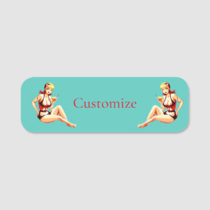 Cute Blonde Martini Bikini Girl Thunder_Cove Namnbricka