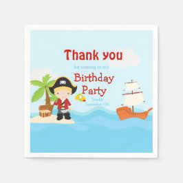 Cute Blonde Pirat Boy i Red Birthday Pappersservett