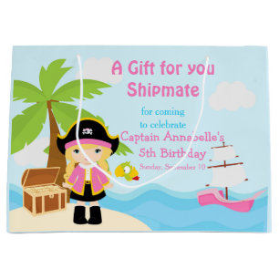 Cute Blonde Pirat Girl i Rosa Birthday Tack