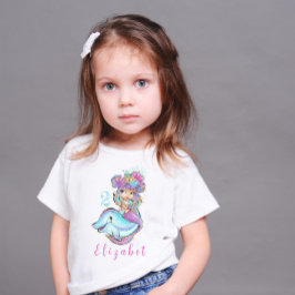 Cute Blonde Sjöjungfru med Dolphin Birthday T-Shir T Shirt