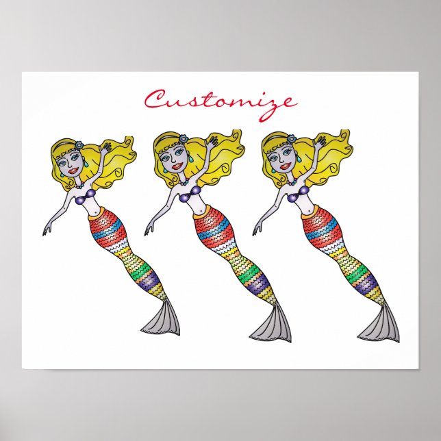 Cute Blonde Sjöjungfru Thunder_Cove Poster (Framsidan)