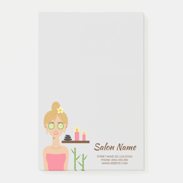 Cute Blonde Spa Woman Illustration Spa Business Post-it Block (Framsida)