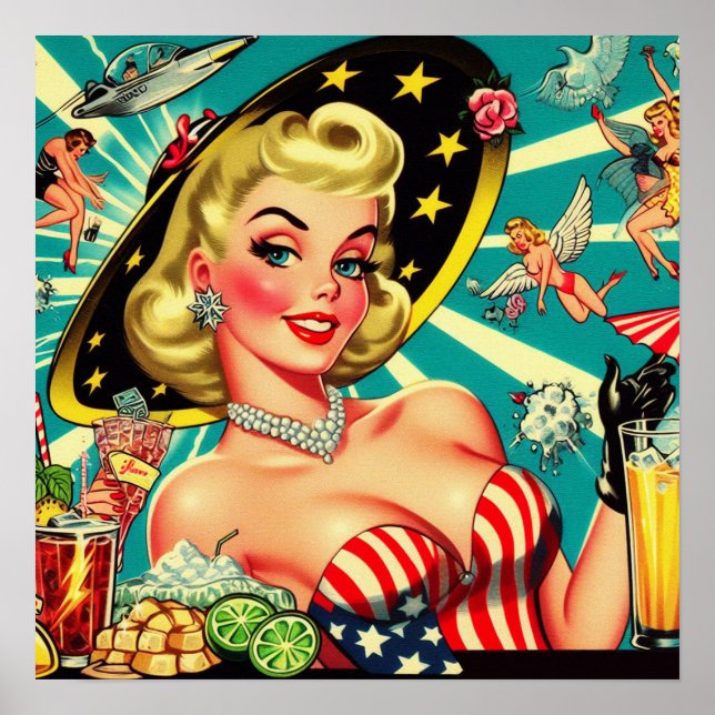 Cute Blonde Vintage Girl Poster (Framsidan)