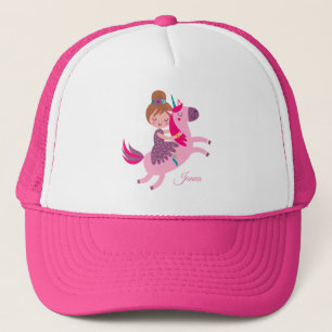 Cute Blondie med högt värde Girl Riding på Unicorn Keps