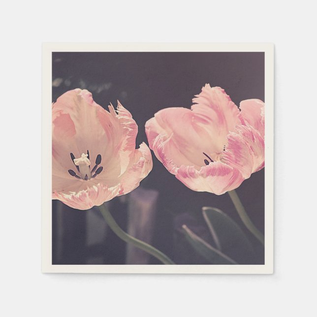 Cute Blooming Tulips - Personlig Pappersservett (Framsidan)