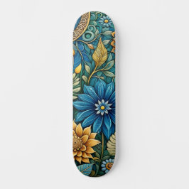 Cute Blue-Abstrakt Solrosdesign Wide Street Mini Skateboard Bräda 18,5 Cm