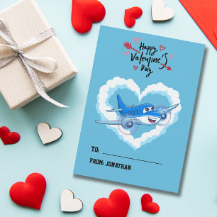 Cute Blue Airplane, Kids School, Alla hjärtans dag Julkort