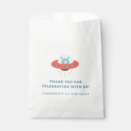 Cute Blue Alien Spaceship 1 Birthday Anpassningsba