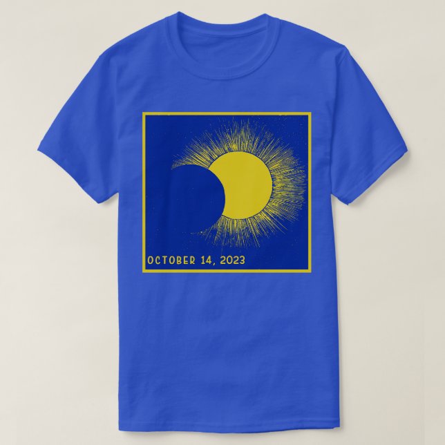 Cute Blue and Gult Guld Total Eclipse 2023 T Shirt (Design framsida)