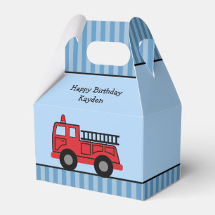 Cute Blue and Red Fire Lastbil Personlig Birday Presentaskar