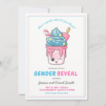 Cute Blue and Rosa Ice Cream Söndag Gender Reveal