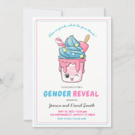 Cute Blue and Rosa Ice Cream Söndag Gender Reveal Inbjudningar