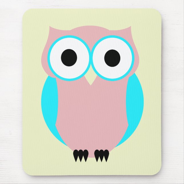 Cute Blue and Rosa Uggla Mousepad Musmatta (Framsidan)