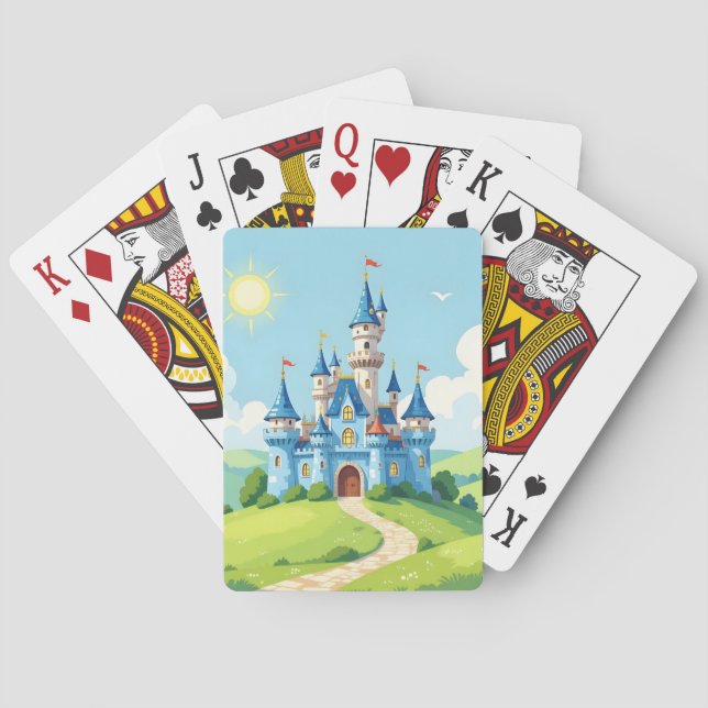 Cute blue and white castle casinokort (Baksidan)