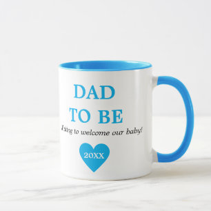 Cute Blue and White First Time Pappa ska vara Mugg