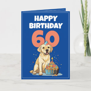 Cute Blue and White Lab Make 60:e födelsedagen Kort