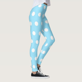 Cute Blue and White Polka Dot Mönster Girly Cute Leggings