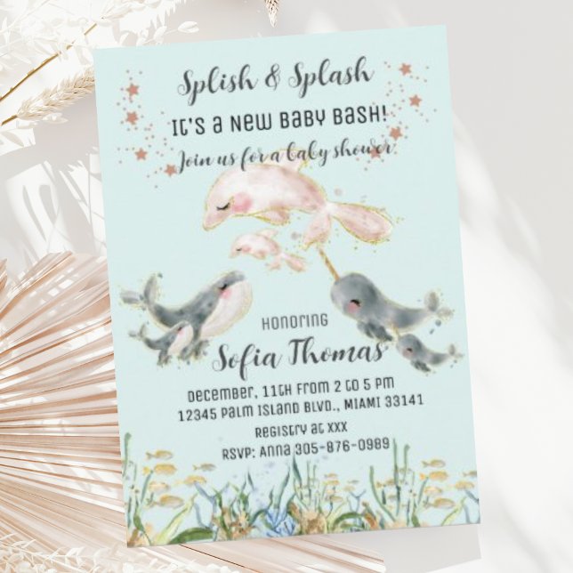 Cute Blue Animals under Sea Baby Shower Inbjudningar (Skapare uppladdad)