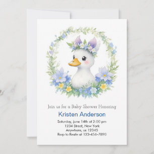 Cute Blue Anka Watercolor Bliss Boy Shower Inbjudningar