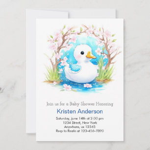 Cute Blue Anka WildblomBoy Shower Inbjudningar