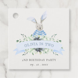 Cute Blue Aqua Bunny Foliage Vilken ålder som hels Gåvor Etiketter
