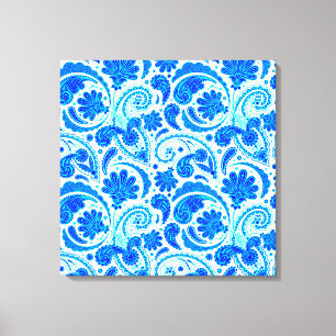 Cute blue aqua paisley mönster canvastryck