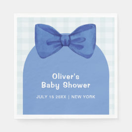 Cute Blue Arch Gingham Play Bow Boy Shower Pappersservett