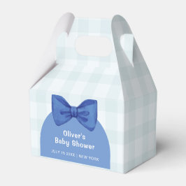 Cute Blue Arch Gingham Play Bow Boy Shower Presentaskar