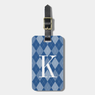 Cute blue argyle mönster bagagemärke bagagebricka