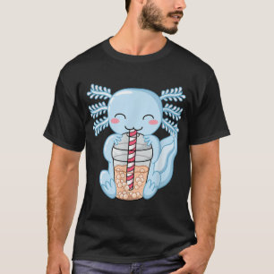 Cute Blue Axolotl Bubble Tea Kawaii Anime Aestheti T Shirt