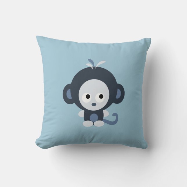 Cute Blue baby apa Kudde (Framsida)
