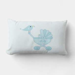 Cute Blue Baby Bird Lumbarkudde