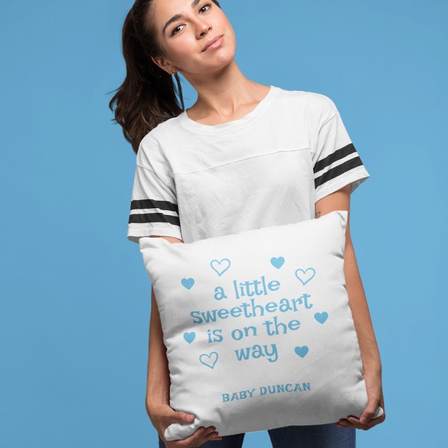 Cute Blue Baby Boy Shower Kudde (Skapare uppladdad)