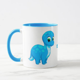 Cute Blue Baby Brontosaurus Dinosaur Mugg