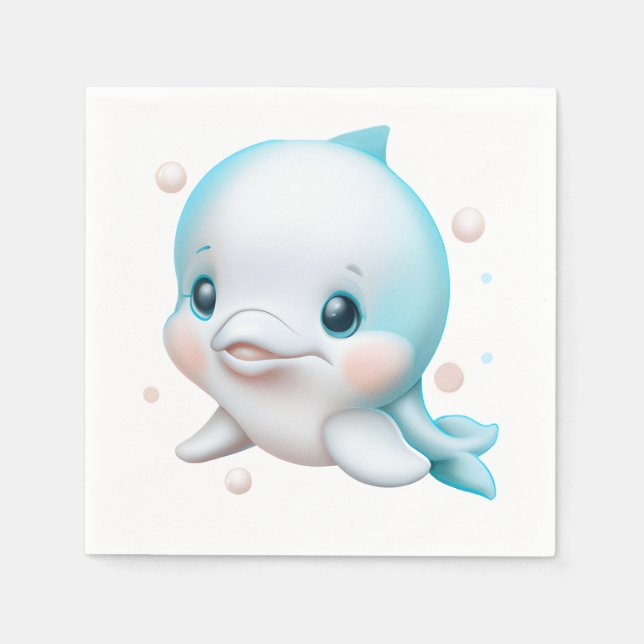 Cute Blue Baby Dolphin Pappersservett (Framsidan)