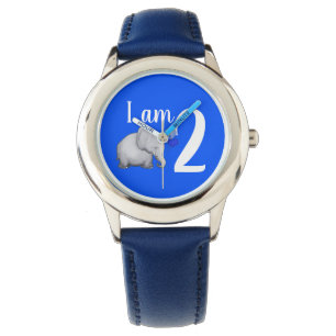 Cute Blue Baby Elephant Anpassningsbar Age 2:a föd Armbandsur