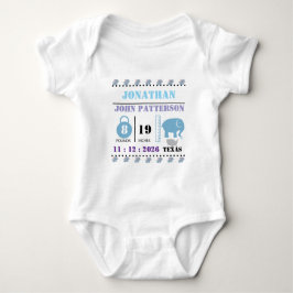 Cute Blue Baby Elephant Birth Notice T Shirt