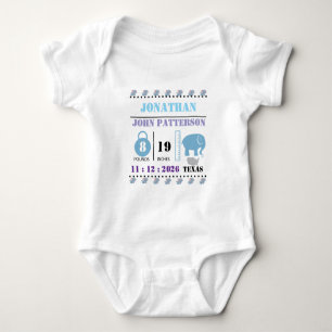 Cute Blue Baby Elephant Birth Notice T Shirt