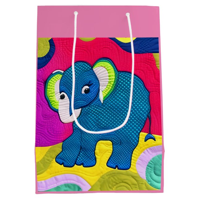 Cute Blue Baby Elephant - Quilt like Design (Baksidan)