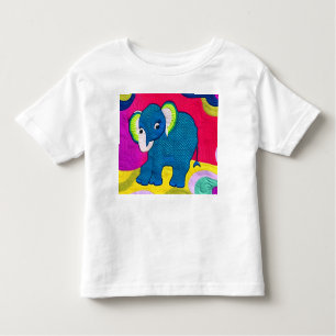 Cute Blue Baby Elephant - Quilt like Design T Shirt