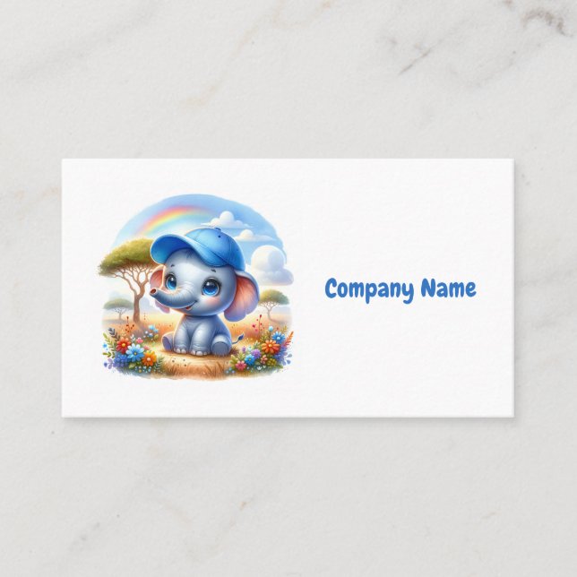 Cute Blue Baby Elephant Visitkort (Framsida)