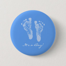 Cute Blue Baby Footprint its a Boy Baby Shower Knapp