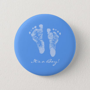 Cute Blue Baby Footprint its a Boy Baby Shower Knapp